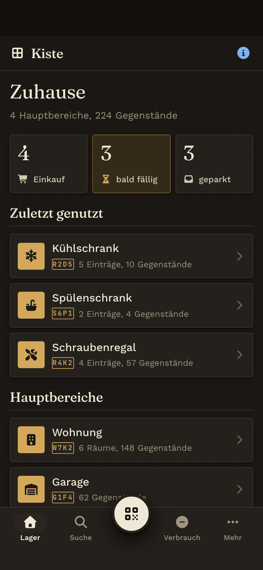Die Handy-Oberfläche im dunklen Thema